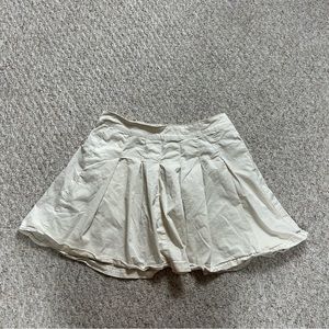 American Eagle Tan Pleated Skirt Womens 6 Regular High Rise Stretch Back Zipper